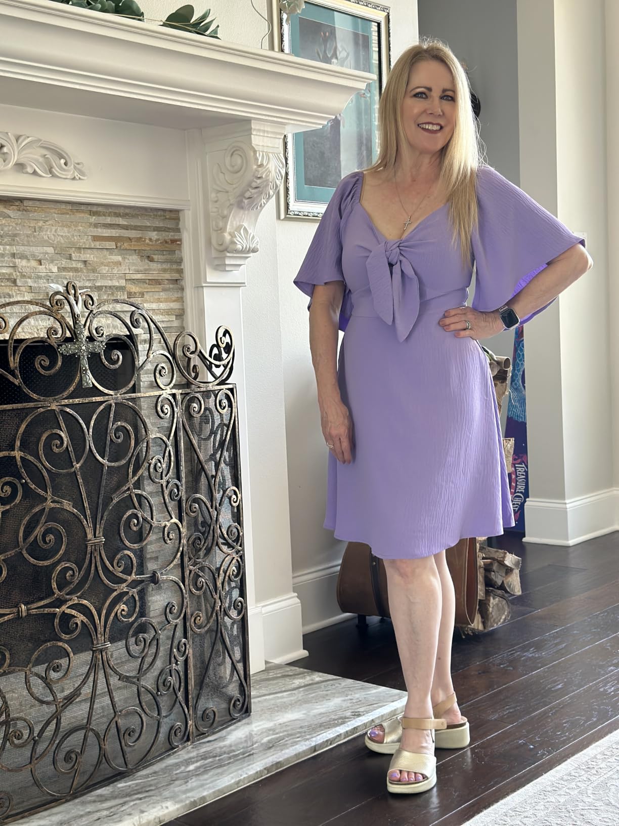 Womens Dresses 2026 Deep V Neck Elegant Bow tie Mini Dress S-XL customer photo 2