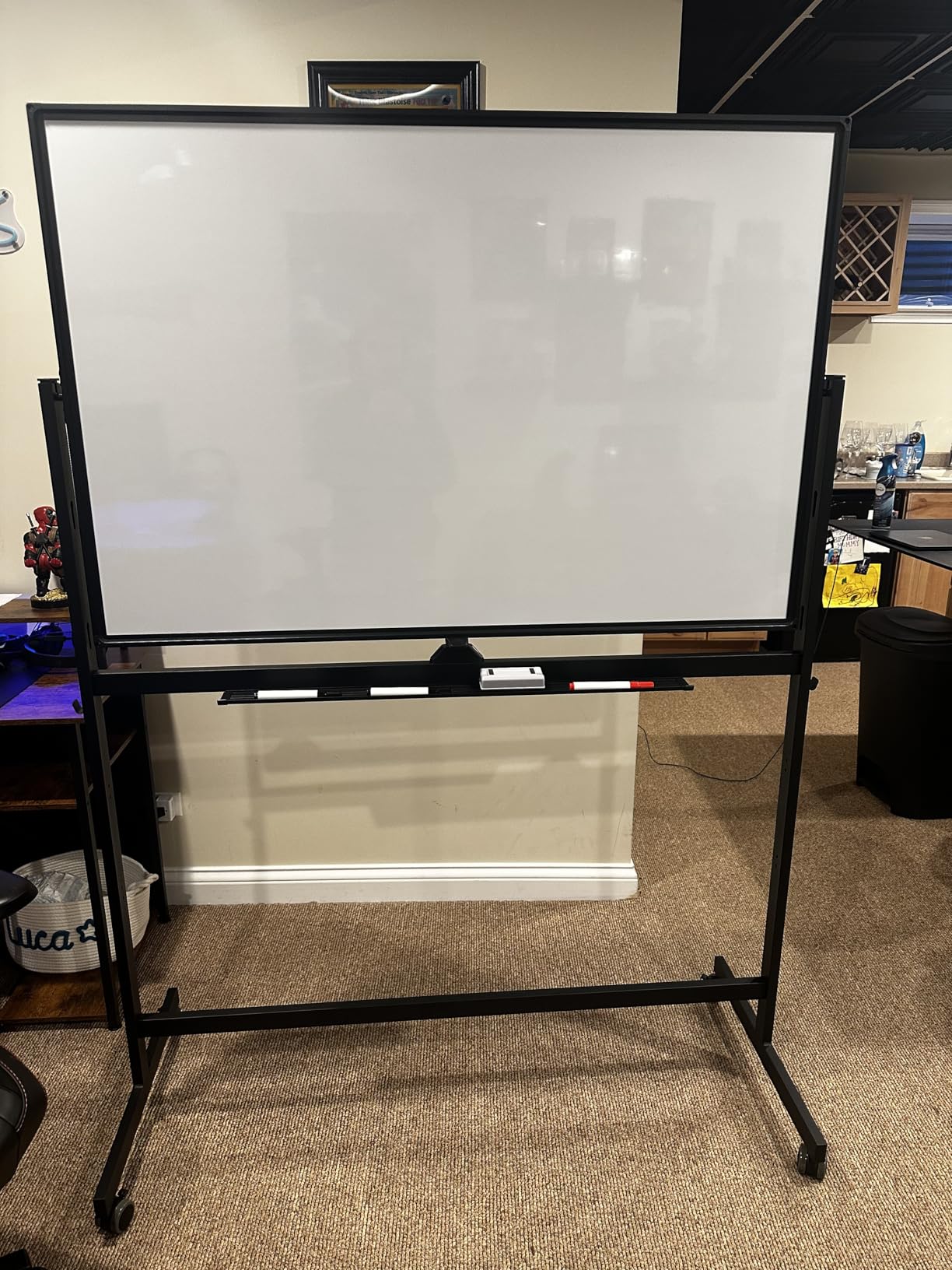 TSJ OFFICE Large Rolling Whiteboard - Dry Erase Magnetic 48 x 32 Inches White Board Height Adjust Double Sided Mobile Portable Easel on Wheels, Dry Erase Board with Stand for Office, Home & Classroom customer photo 1