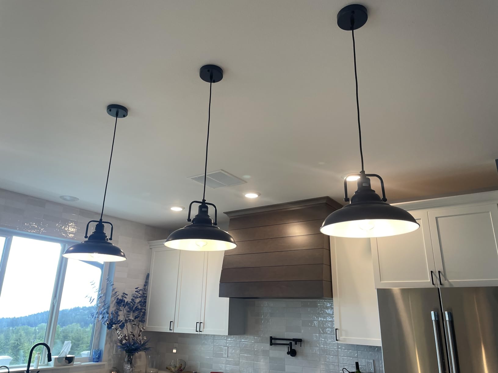Black Pendant Light 12.5 inches 3 Packs, Farmhouse Pendant Light, Industrial Pendant Lighting, Kitchen Pendant Lights, Pendant Lights Kitchen Island for Dinning Room Entryway Barn customer photo 1