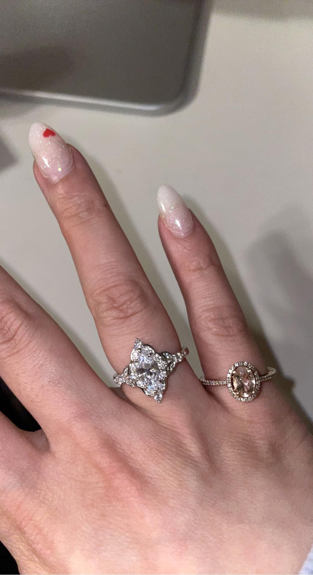 BERRICLE Sterling Silver Halo Art Deco Wedding Engagement Promise Rings for Her, Marquise Cut Cubic Zirconia CZ Ring customer photo 2