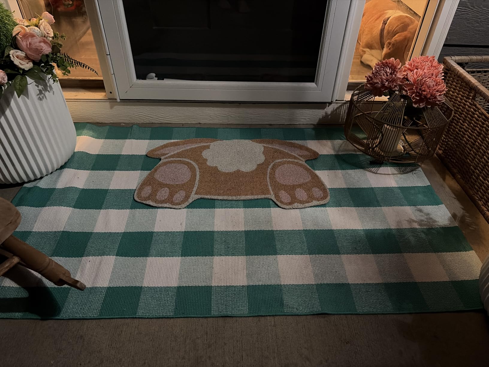 Orange and Black Plaid Rug, 28'' x 43'' Fall Outdoor Front Door Decor Mat, Cotton Washable Hand-Woven Rug for Layered Doormat, Autumn Halloween Thanksgiving Carpet for Porch, Entryway customer photo 2