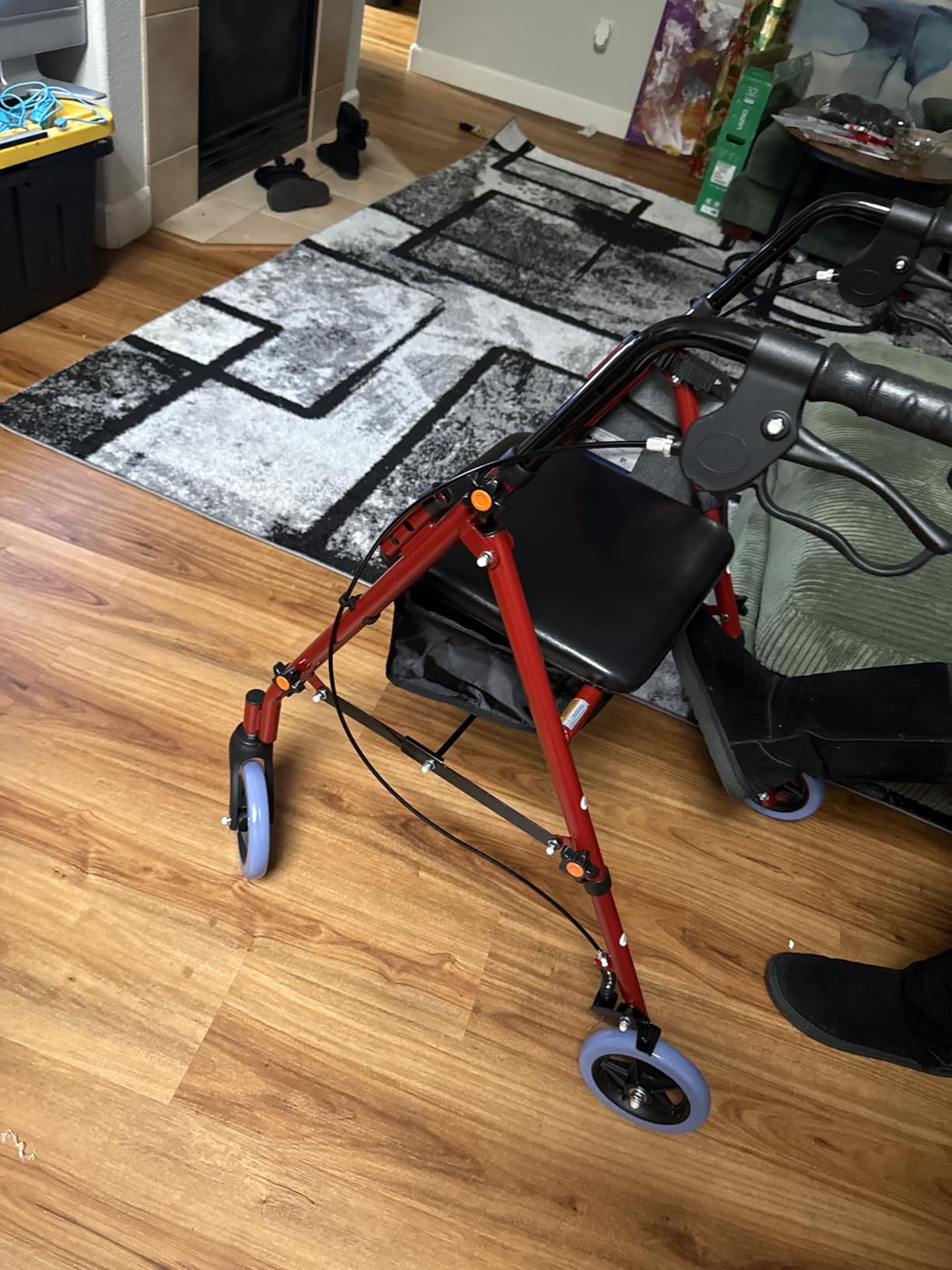 BlessReach Lightweight Foldable Rollator Walker with Seat for Seniors, Red, 300 lb Capacity, 5-Position Adjustable Height, Premium Hybrid Rolling Walker, Aluminum and Carbon Steel customer photo 2