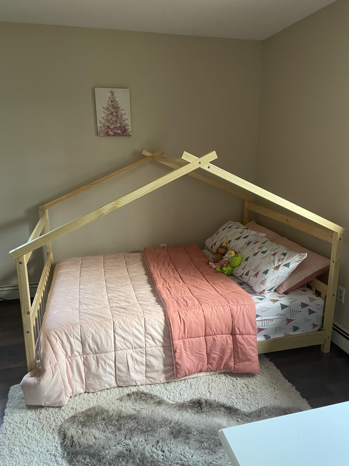 Giantex House Bed Twin, Solid Wood Kids House Bed with Roof, Headboard and Footboard customer photo 1