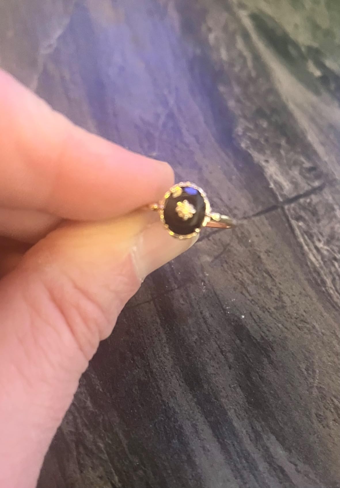 Vintage Black Onyx Engagement Ring for Women Gold Art Deco Solitaire Wedding Ring Unique Oval Cut Stone Anniversary Jewelry customer photo 1