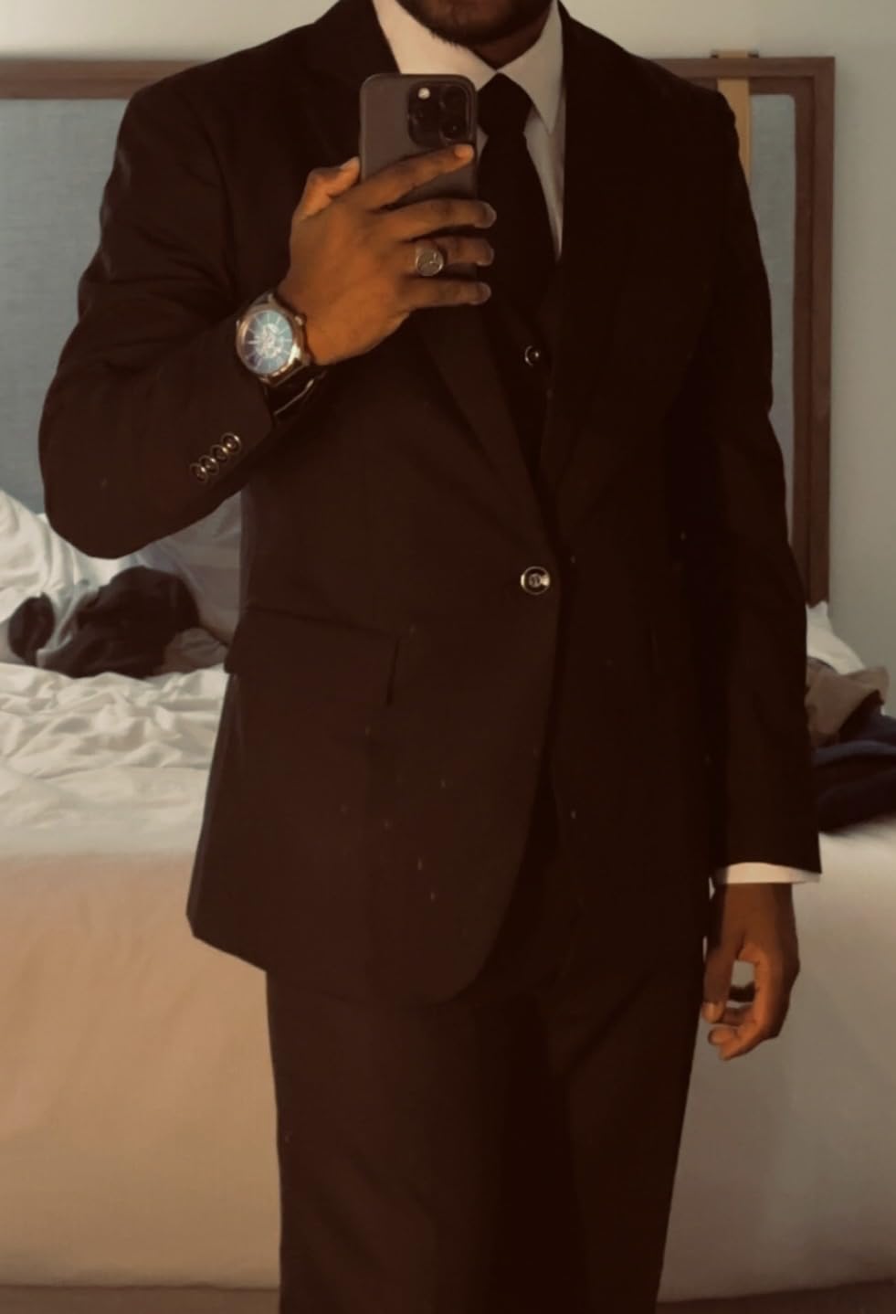 MAGE MALE Mens Suits Slim Fit 3 Piece Elegant Tuxedo Suit Set for Business | One Button, Notched Lapel, Formal Wear for Wedding, Prom, Party, Solid Blazer Vest Pants Set Dress Suits with Tie and Brooch customer photo 2