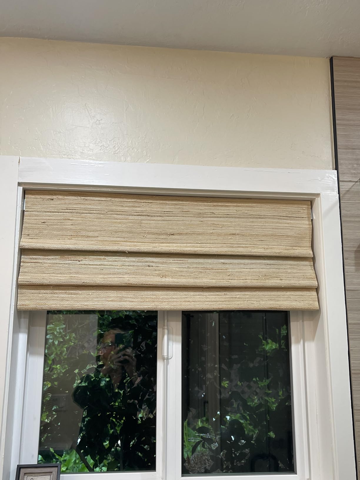 TWOPAGES Natural No Drill Cordless Jute Roman Shade Customized Light Filtering Blackout Roman Blind Roman Window Shade for Windows, Bark, 1 Piece customer photo 1