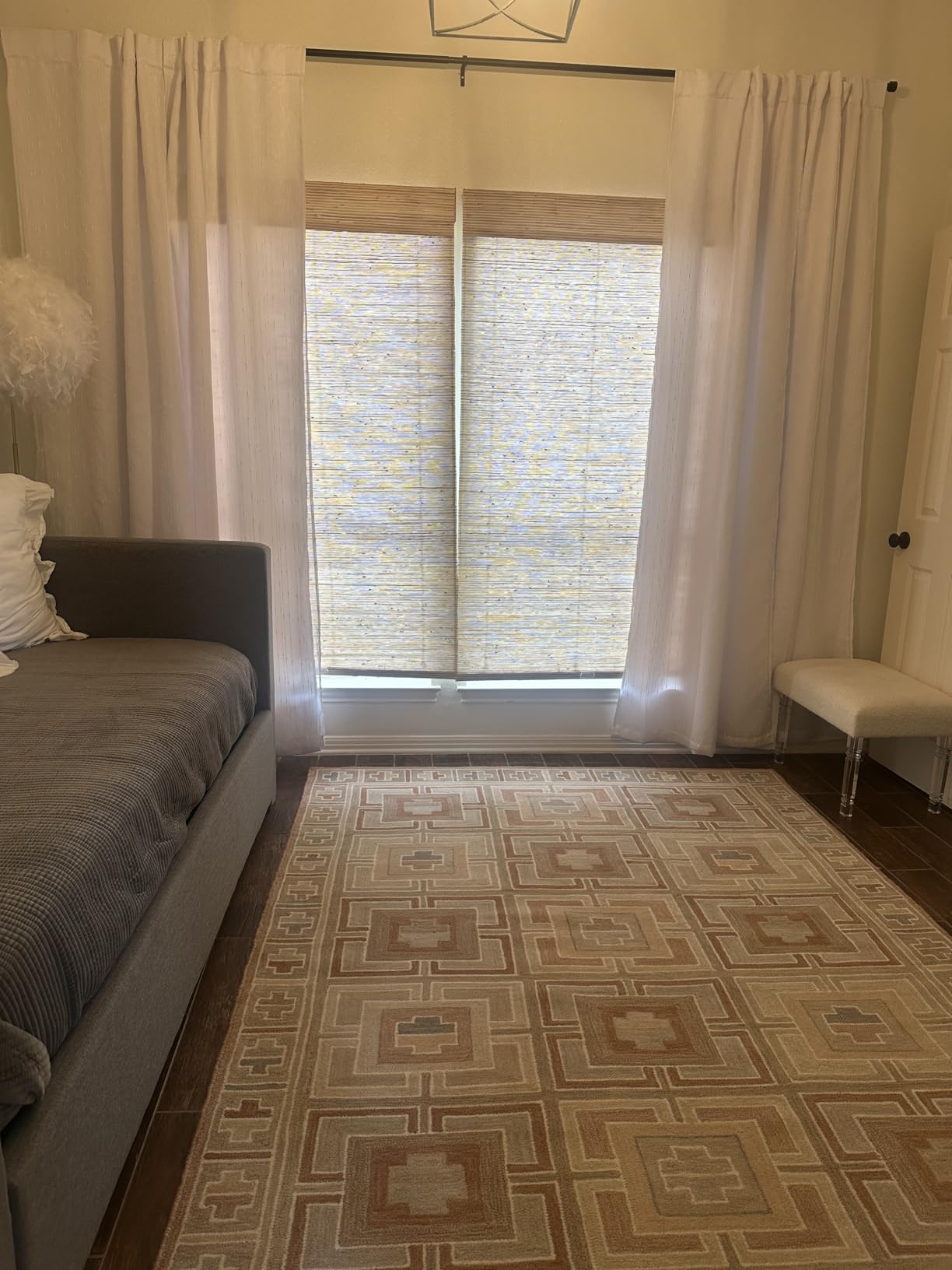 TWOPAGES Natural No Drill Cordless Jute Roman Shade Customized Light Filtering Blackout Roman Blind Roman Window Shade for Windows, Bark, 1 Piece customer photo 2