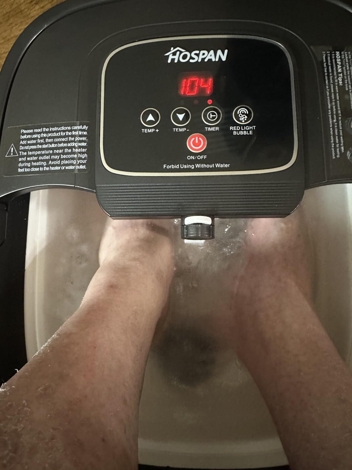 HOSPAN Collapsible Foot Spa, Foot Bath Massager with Heat, Bubble & Massage | 8 Shiatsu Rollers, 95°F-118°F Temp Control, Red Light, Handle, Space-Saving Collapsible Design, for Stress Relief customer photo 1