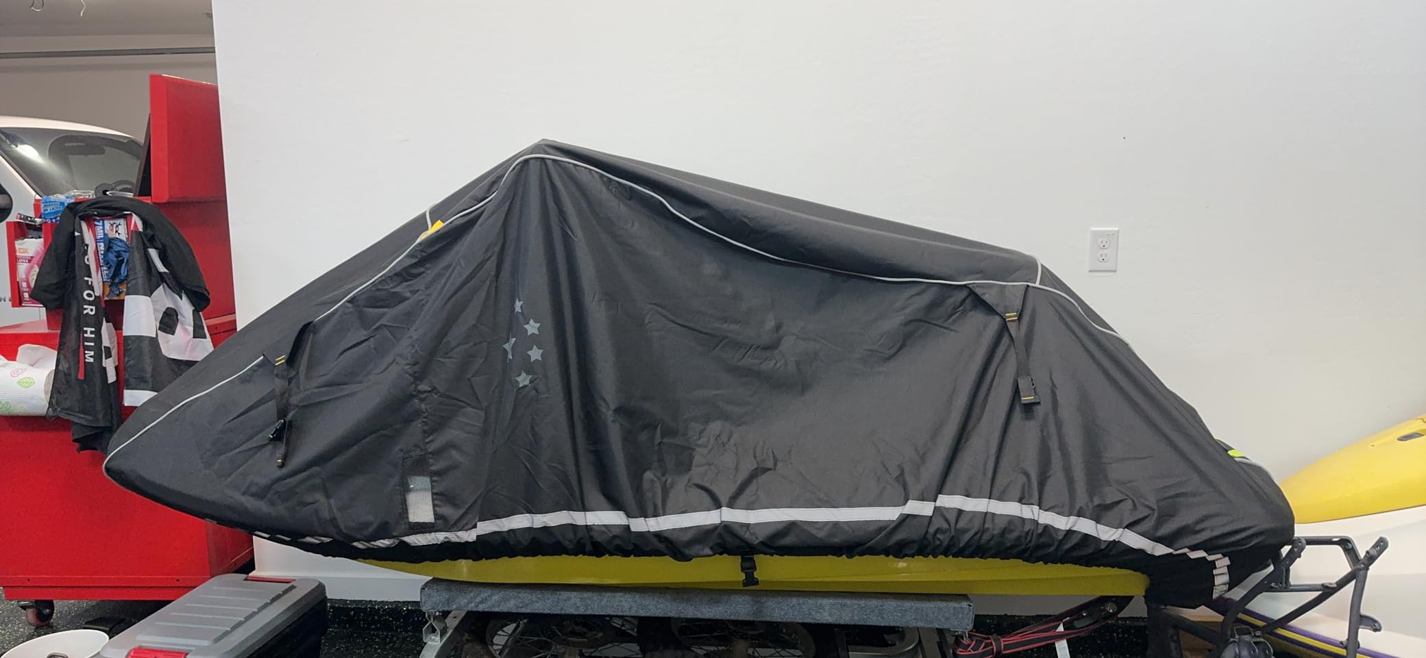 LIBZAKI Jet Ski Cover PWC Cover 2-3 Seats Heavy Duty Waterproof 600D UV Resistant Fits for Yamaha Sea-Doo Kawasaki up to 136~145