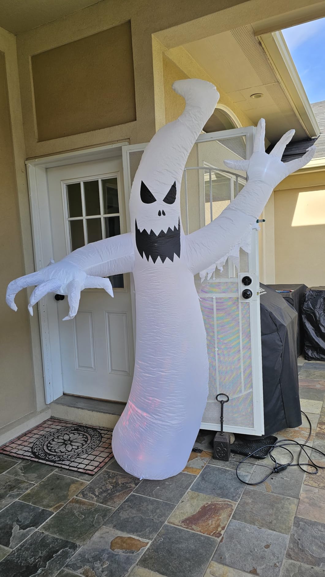 MGparty 8 FT Tall Halloween Inflatables Ghost Outdoor Decorations Blow Up Yard Scary Ghost with Built-in LEDs Red Disco Light for Lawn Garden Holiday Party customer photo 1