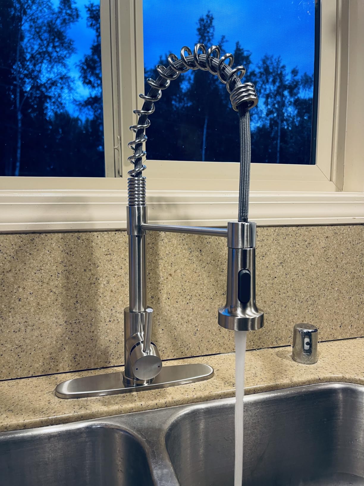 OWOFAN Touchless Pull Down Kitchen Faucet LED Light Brushed Nickel | Temperature LED Light, Single Handle, Motion Sensor, Smart Hands-Free customer photo 2