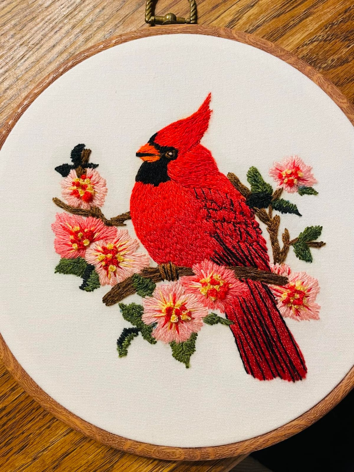Louise Maelys Cardinal Embroidery Kits for Beginners with Flower Pattern - Cross Stitch Kits Offer Pre-Printed Fabric, Embroidery Hoop, Threads, Needles and Guide. customer photo 2