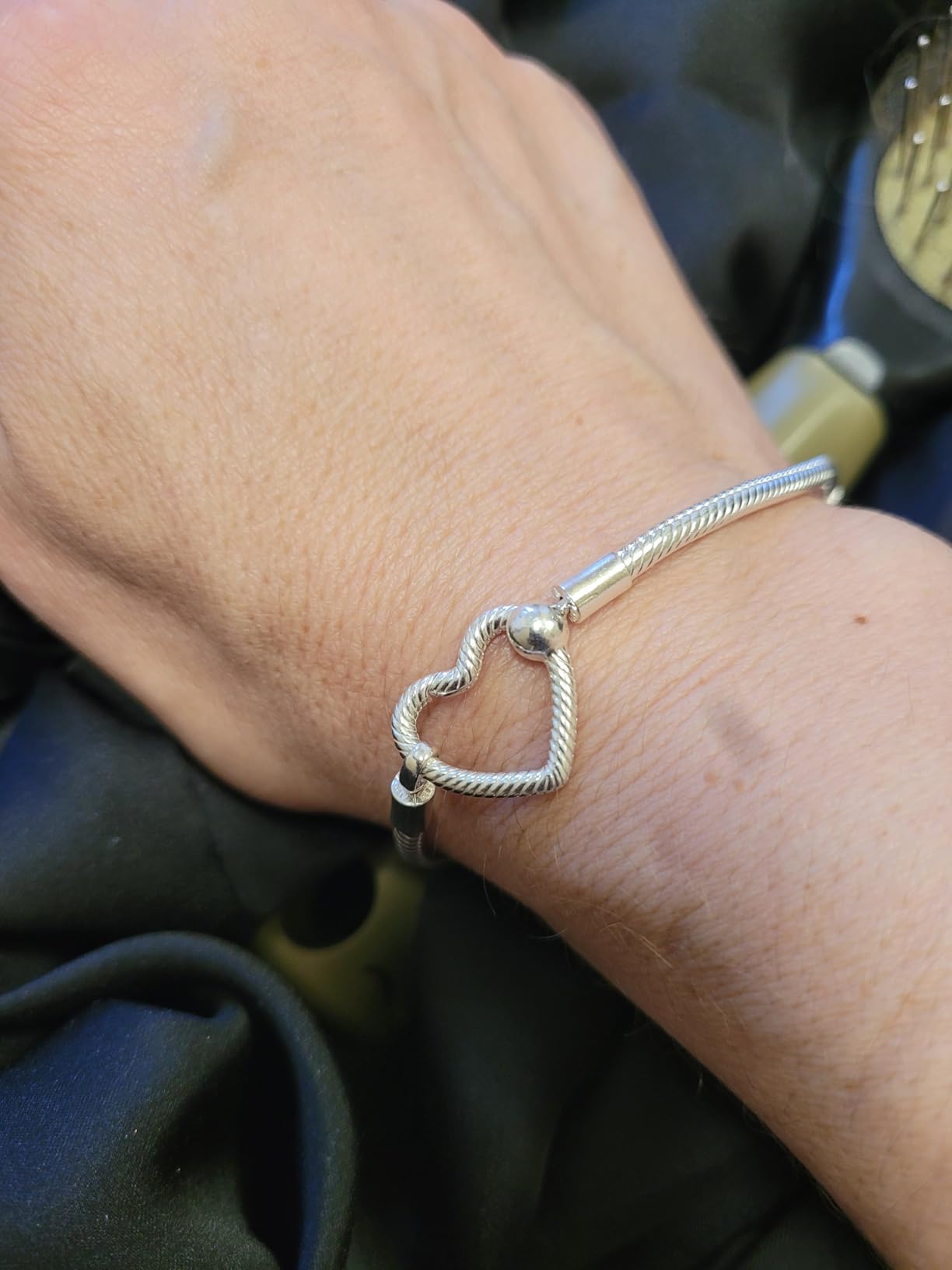 Moments Heart Clasp Snake Chain Bracelet - Charm Bracelet for Women - Compatible Moments Charms - Gift for Her - Sterling Silver customer photo 1