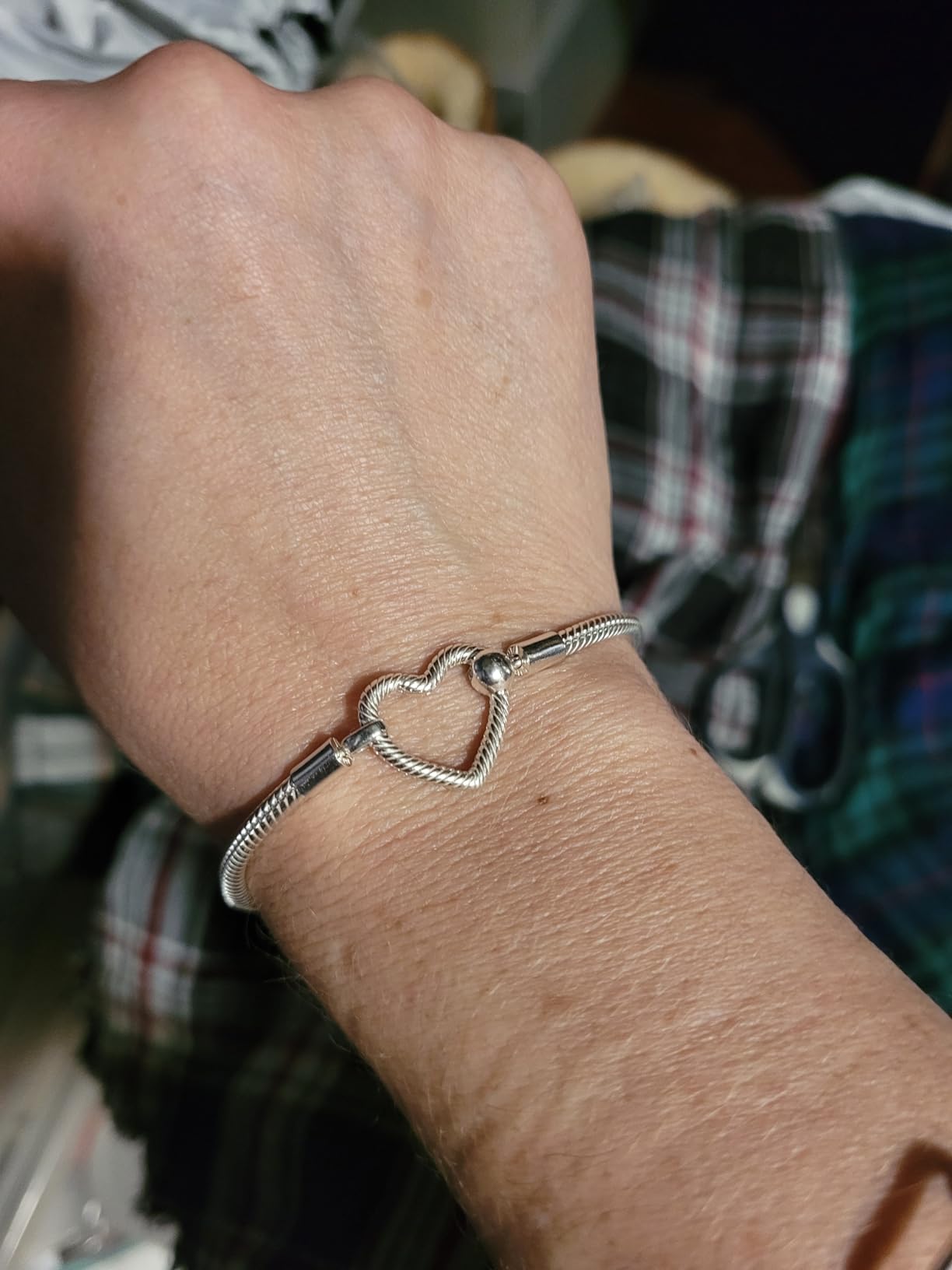Moments Heart Clasp Snake Chain Bracelet - Charm Bracelet for Women - Compatible Moments Charms - Gift for Her - Sterling Silver customer photo 2