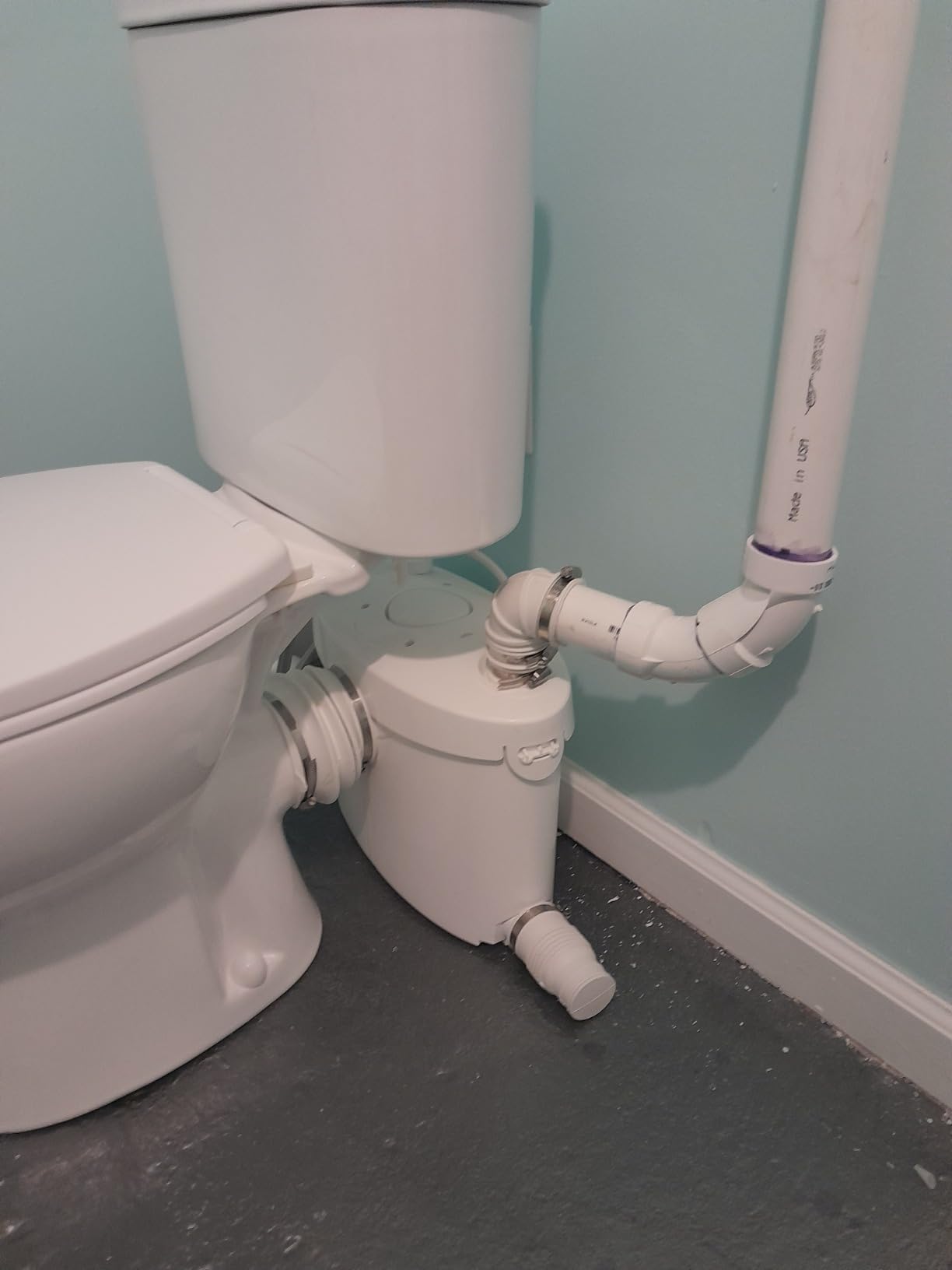 Simple Projec 600w Macerating Toilet System, Silent & Powerful | Upflush Upflow Toilet for Basement Included Macerator Pump with Ac Vent & 4 Water Inltes for Bathroom, 2-piece Kit customer photo 1