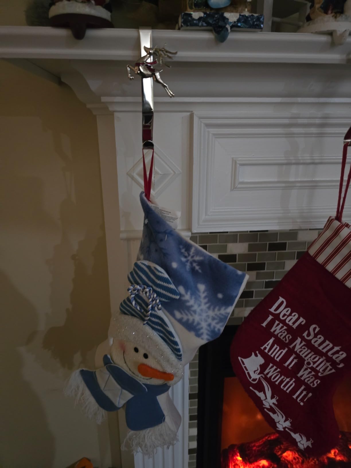 Christmas Stocking Holders Set of 4, Christmas Stocking Holders for Mantle Set of 4, Fireplace Stocking Hangers 4 Pack, Stocking Stand, Farmhouse Rustic Xmas Decorations for Home Indoor customer photo 1