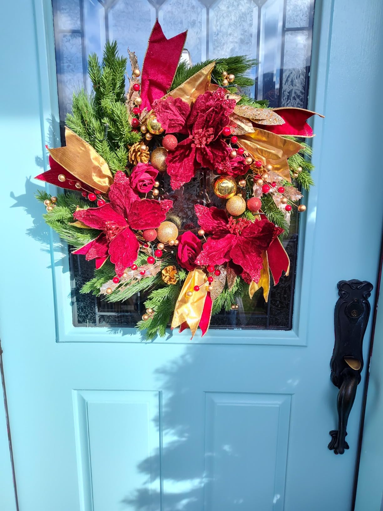Christmas Wreaths for Front Door, Soomeir 24 Inch Outdoor Christmas Wreath with Lights, Large Prelit Wreath for Holiday Winter Window Outdoor Indoor Xmas customer photo 2