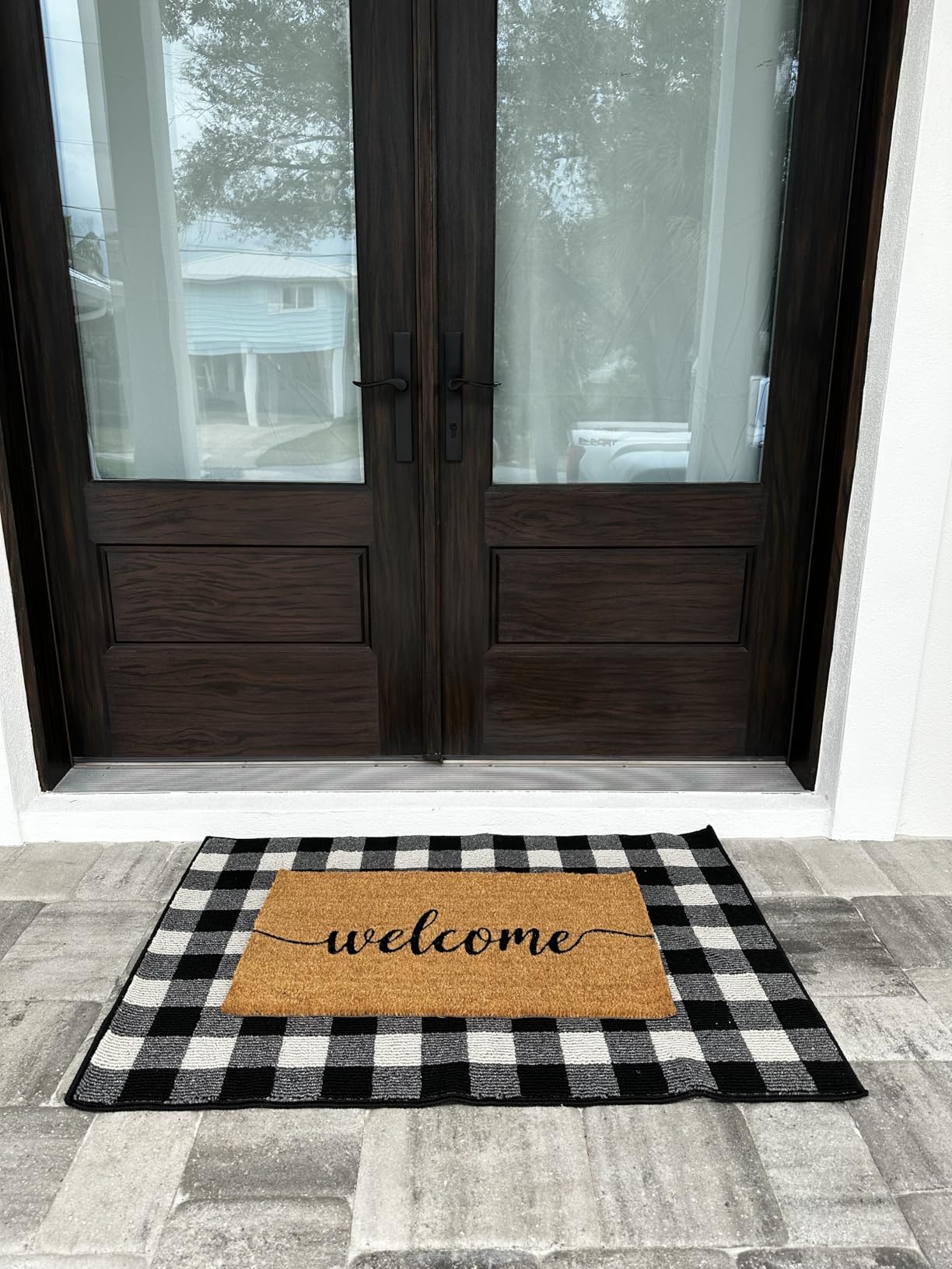 Welcome Mat 30x17 Inch Script, Front Door Coir Doormat Outdoor Covered Area | Natural Coco Fibers, Dirt Scraper, Pvc Backing, Covered Porch Farmhouse Decor, Warm Welcome Everyday Use, Housewarming Gift customer photo 1