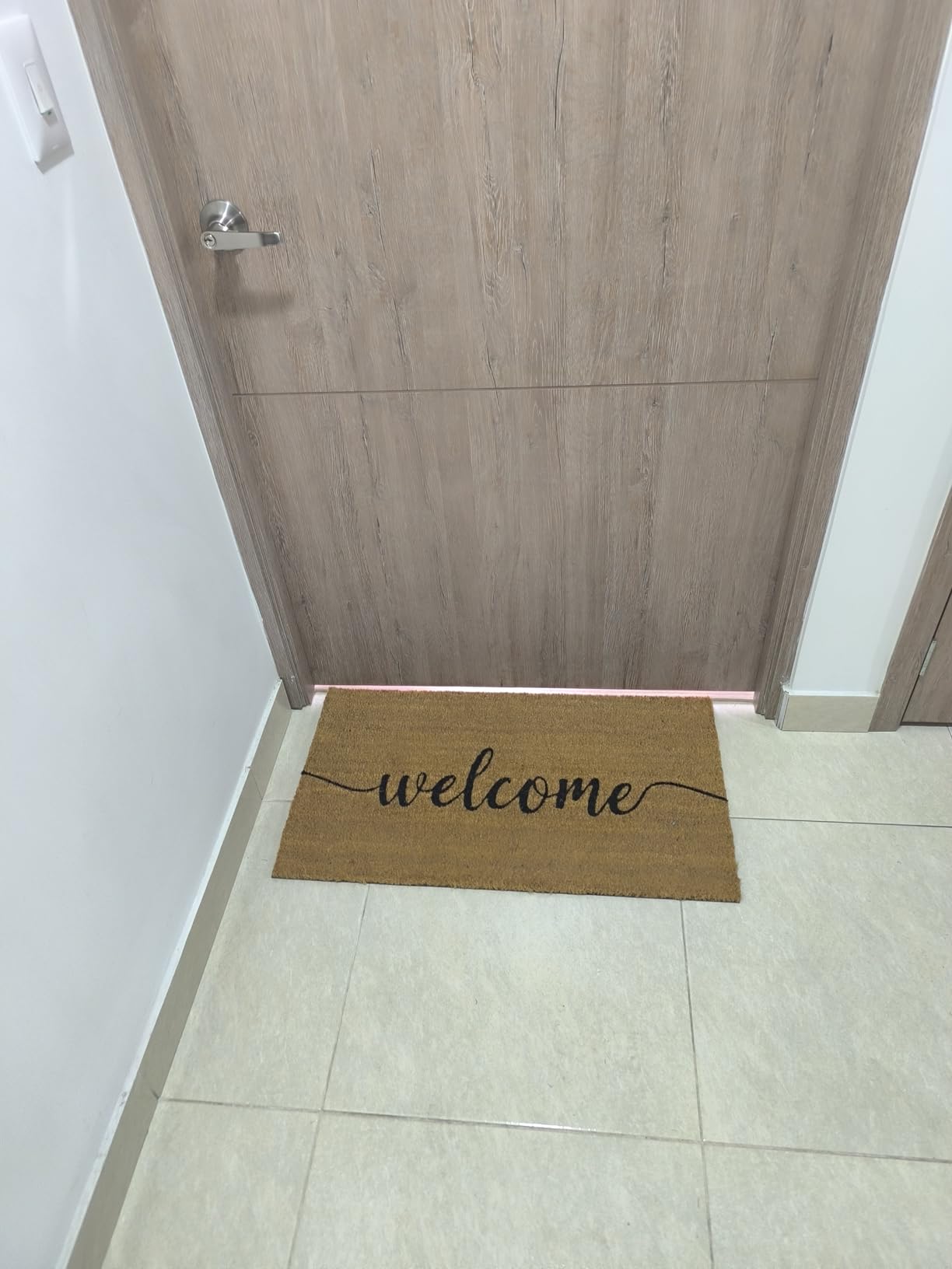 Welcome Mat 30x17 Inch Script, Front Door Coir Doormat Outdoor Covered Area | Natural Coco Fibers, Dirt Scraper, Pvc Backing, Covered Porch Farmhouse Decor, Warm Welcome Everyday Use, Housewarming Gift customer photo 2