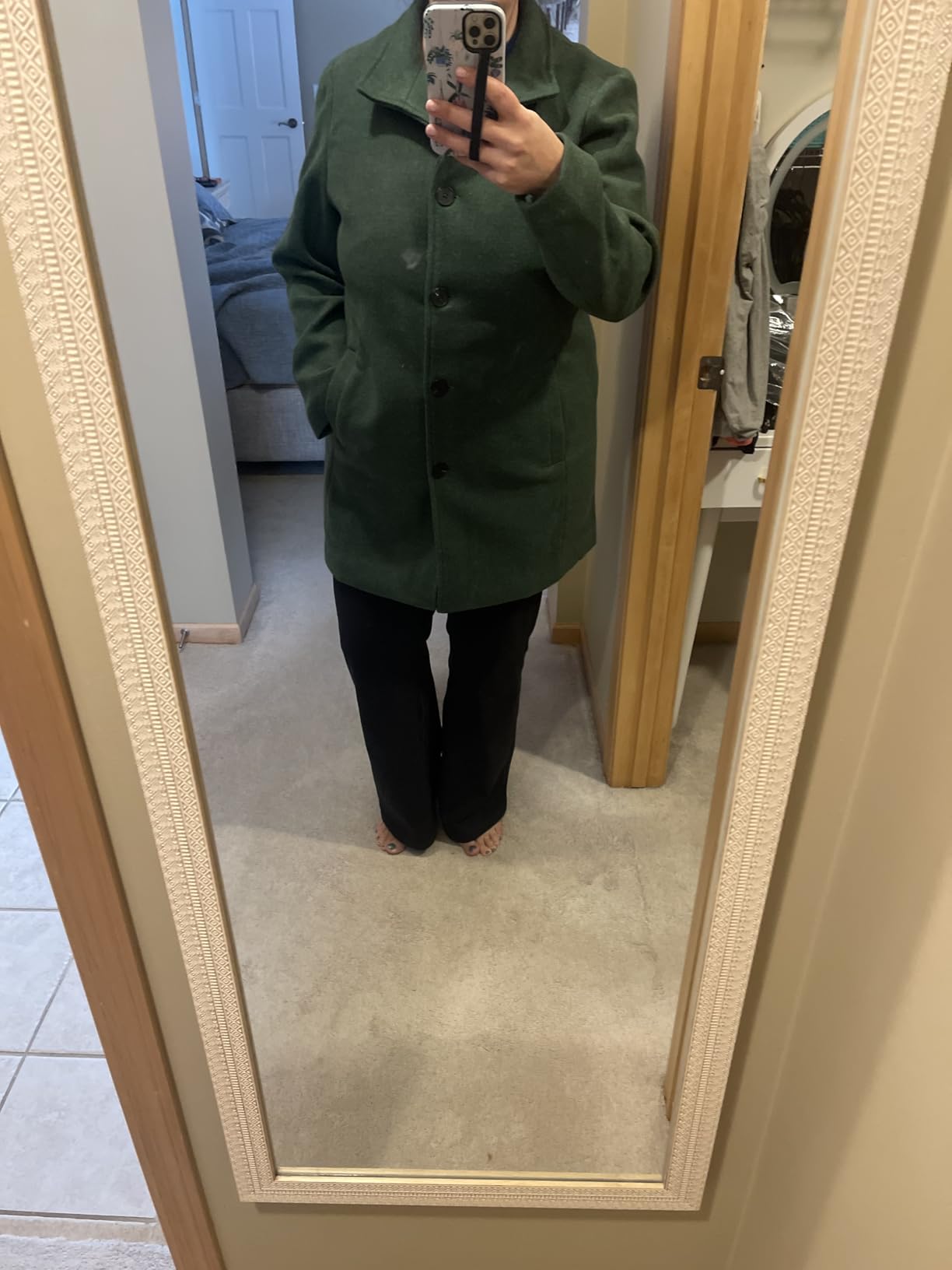 Women's Casual Thicken Wool Blend Stand Collar Single Breasted Pea Coat customer photo 2