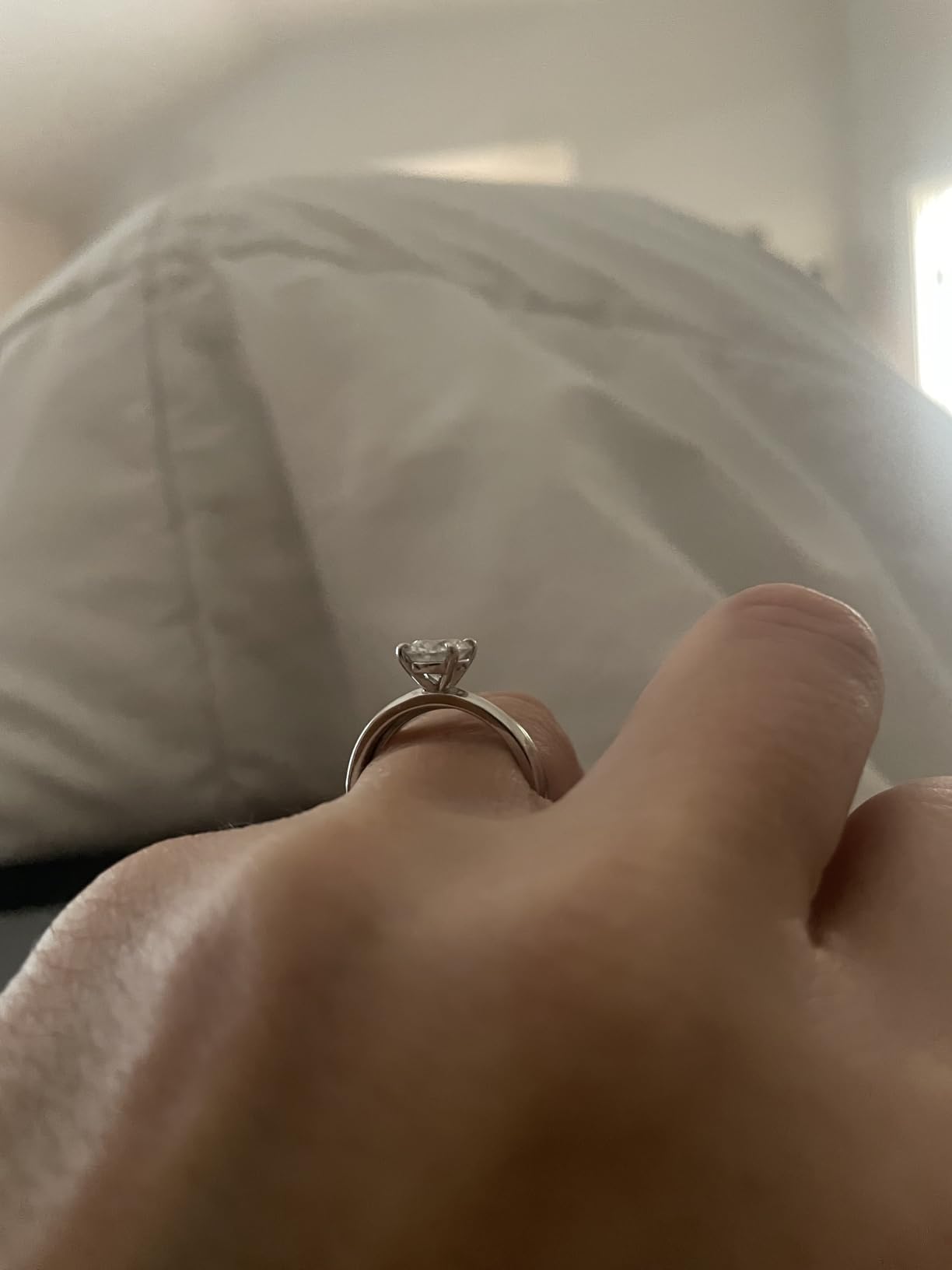 Solitaire Moissanite Engagement Ring, 1CT D Color VVS1 Clarity, 925 Sterling Silver with 18K White Gold Plated customer photo 2