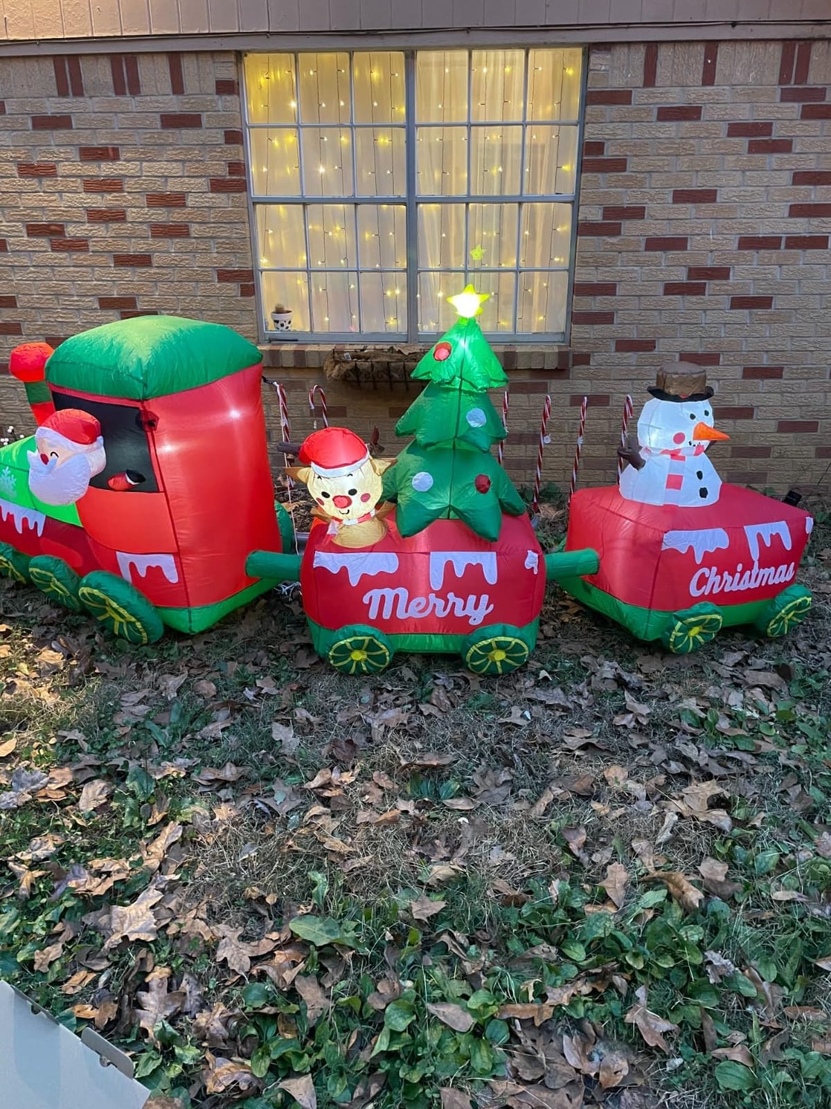 10.7 FT Christmas Inflatables Train with Santa Claus Reindeer Snowman Christmas Tress Built-in LED Lights Blow Up Christmas Decor for Christmas Party Holiday Outdoor Garden Lawn Yard Decorations customer photo 2