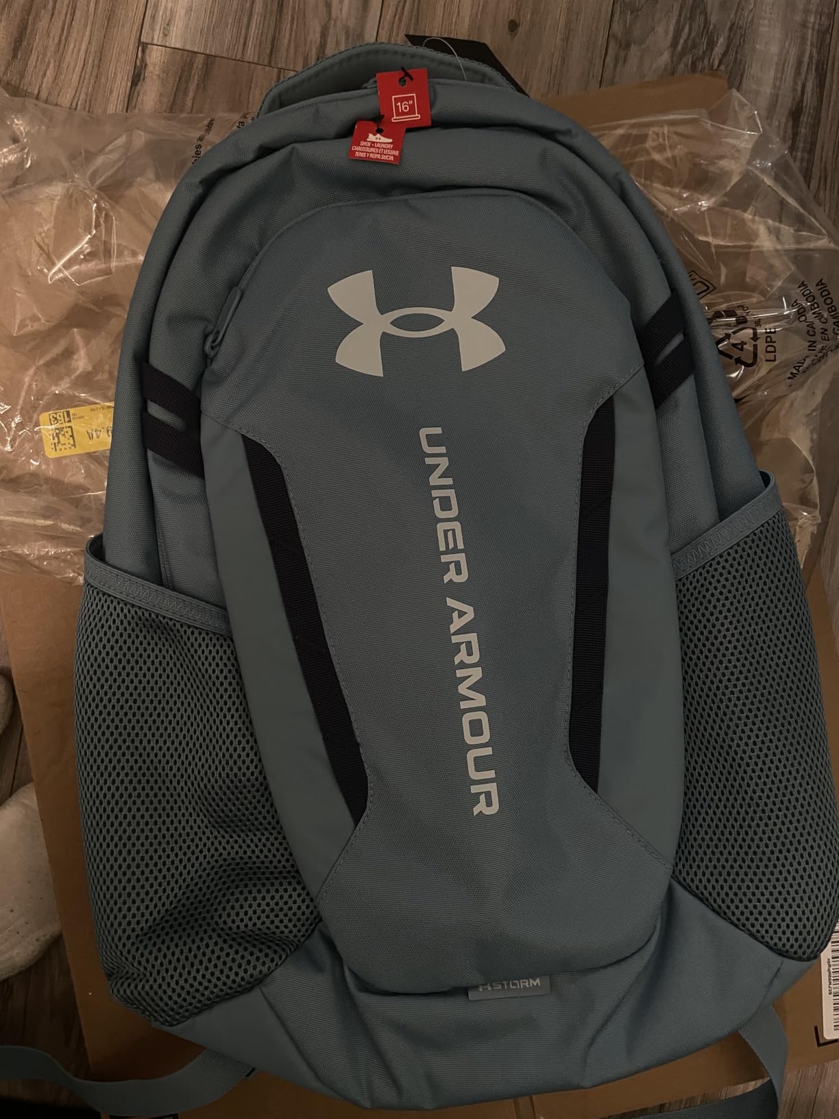 Under Armour Unisex-Adult Hustle 6.0 Backpack, (002) Black/Black/White, One Size Fits Most customer photo 2