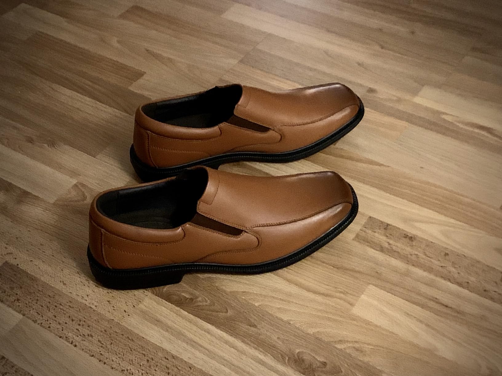 HEEZ Mens Loafers Slip On Dress Shoes Split Leather | Formal Casual Business, Wide Width Comfortable, Slip Resistant customer photo 2