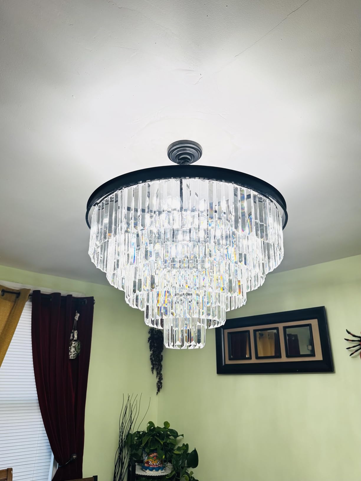 AXILIXI Large Crystal Chandelier Modern Black 30