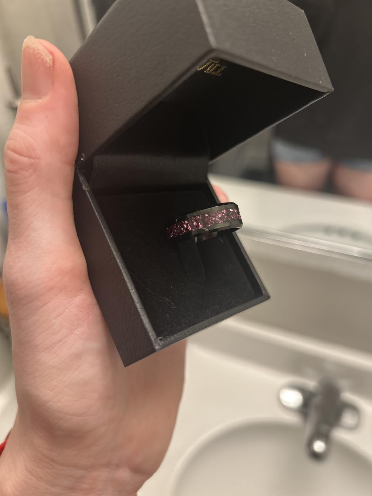 King Will Mens Meteorite Tungsten Wedding Bands | Black/Silver, 6mm/8mm, Beveled Edge, Comfort Fit, Meteorite inlay, Engagement Gift, Promise Ring for Women customer photo 2