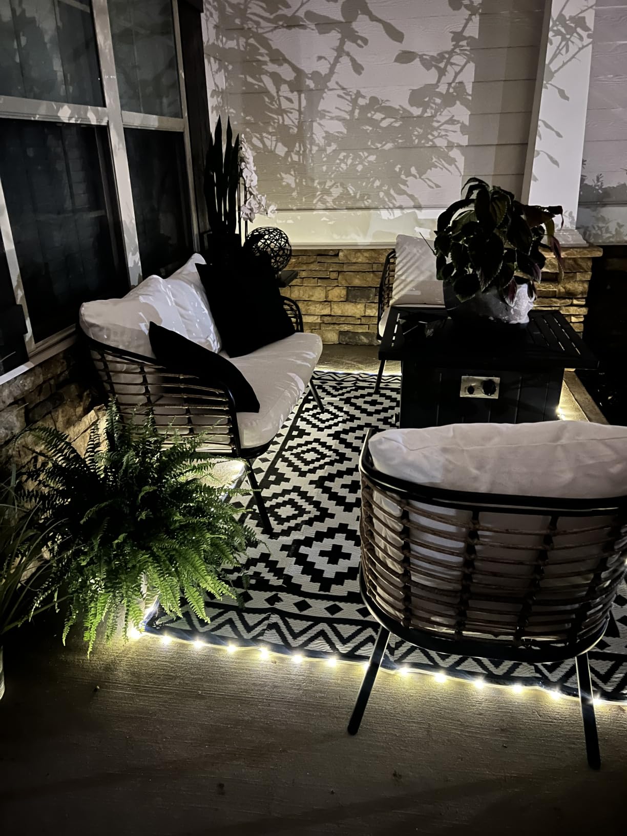 HAUSHOF 5' x 8' Outdoor Rug with LED Strip Light, Waterproof Patio Mat | Waterproof Surface, Easy-Clean Design, Reversible Double-Sided Use, RV Camping Beach Porch Balcony Use customer photo 2