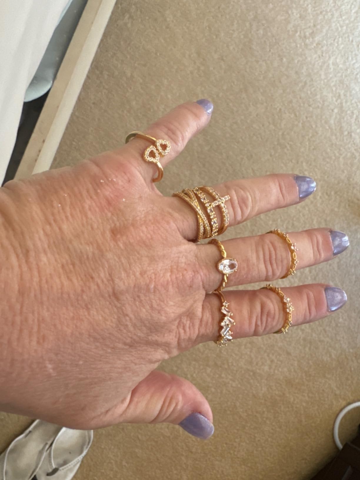 Gold Silver Rings For Women Non Tarnish Gold Plated Stackable Rings Wedding Engagement Bands Dainty 14K Gold Ring Simple Trendy Cubic Zirconia Thumb Stacking Ring Pack Size 4-11 customer photo 1