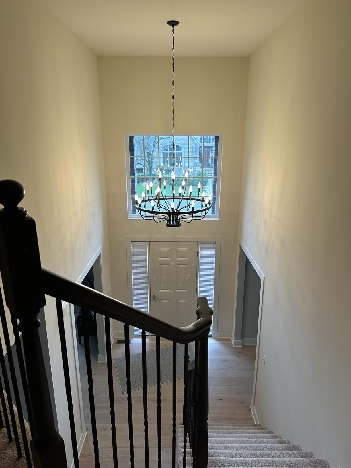 Large Gold Chandelier 24-Light 39in Wagon Wheel Light for High Ceilings | 3-Tier Foyer Chandelier for Entryway, Dining Room Light Fixture, Living Room Farmhouse Ceiling Light customer photo 1