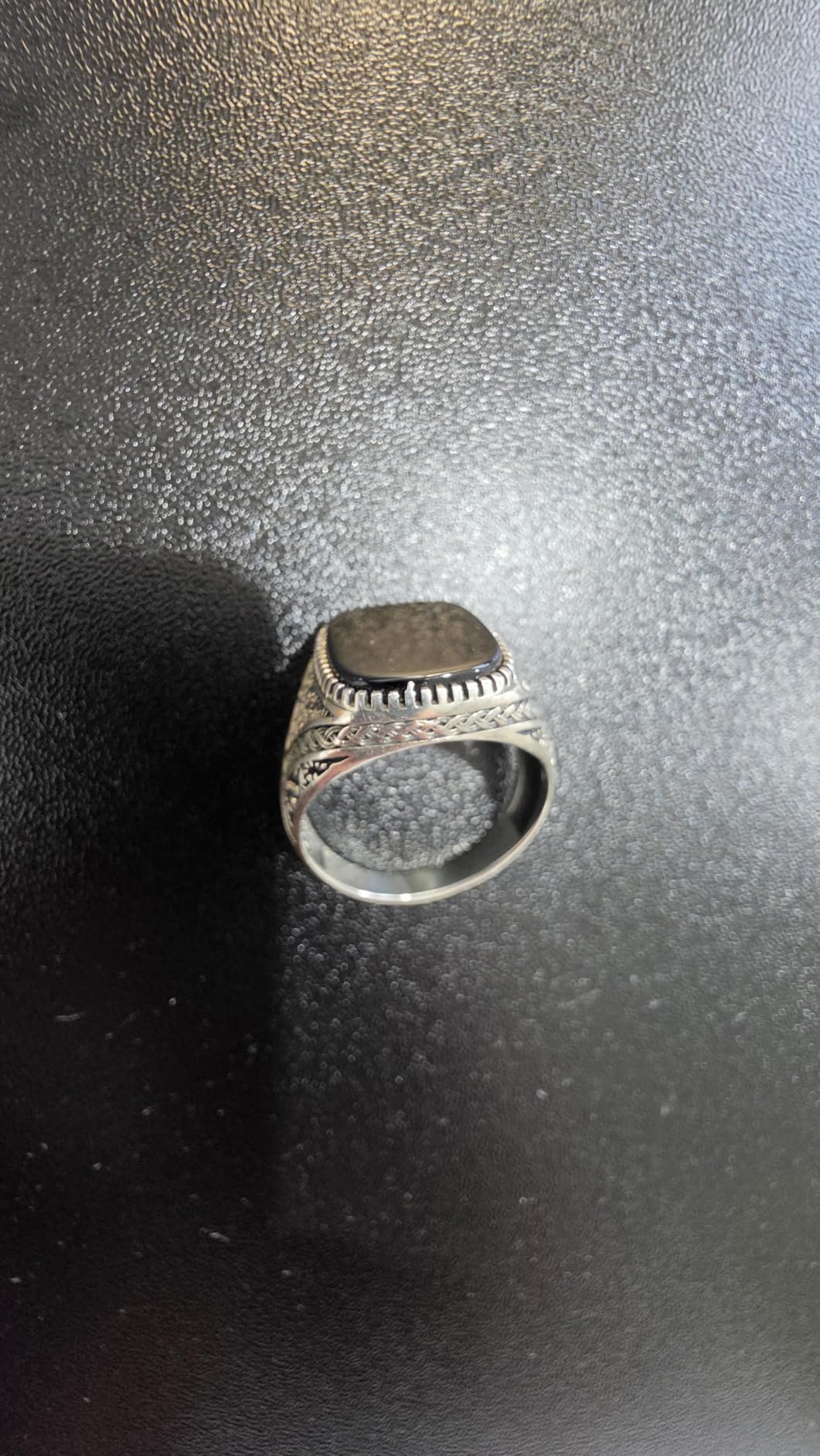 Sterling Silver Signet Ring with Black Onyx Stone - Men's Handmade Engraved Silver Ring - Gift for Men, Dad customer photo 1
