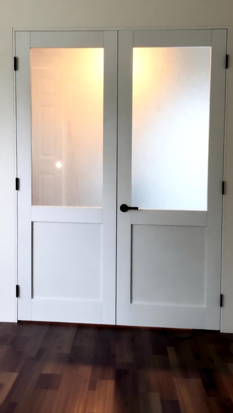 30x80 Pantry Door Interior Slab, Half-Lite Frosted Glass Doors, Solid Core & Pre-Finished Single Panel for Bedroom Closet as Pocket, Bifold Doors-Shaker w/o Hardware customer photo 2