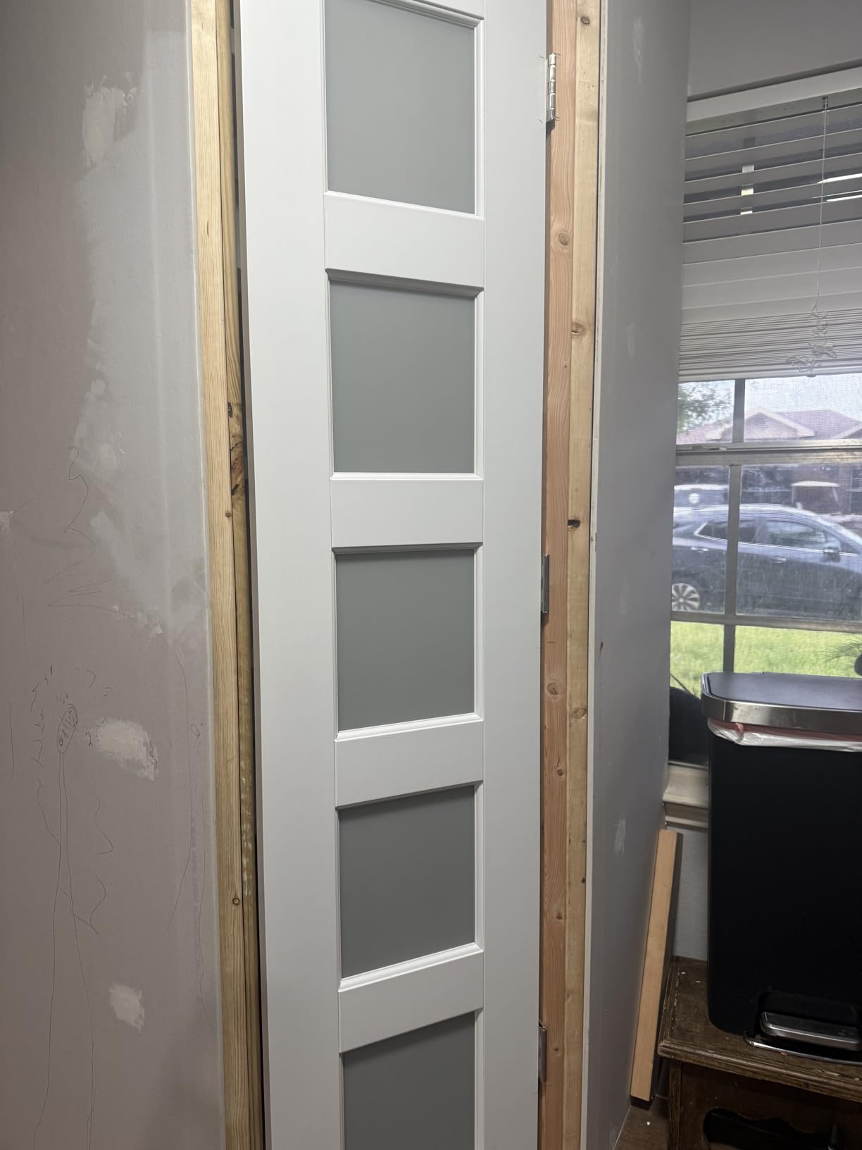 32x80 Interior Door Slab, 5-Lite Frosted Glass Doors, Pantry Door, Room Doors, Pre-Assembled Glass, Solid Core & Pre-Finished Single Panel for Bedroom Closet as Pocket, Bifold Doors-Shaker w/o Hardware customer photo 1