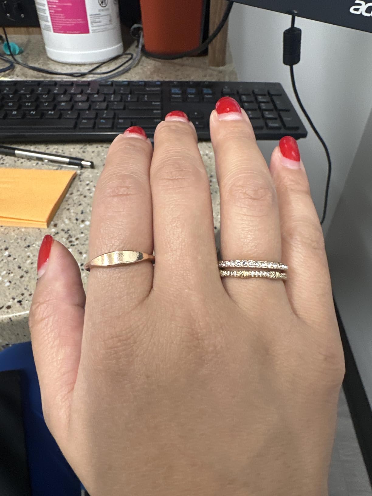 KISS WIFE Gold Stackable Rings for Women, Knuckle, Midi, Statement Ring Set | Mixed sizes, dainty and chunky styles, rhinestone accents, thumb rings, and layered looks for daily wear and parties customer photo 1