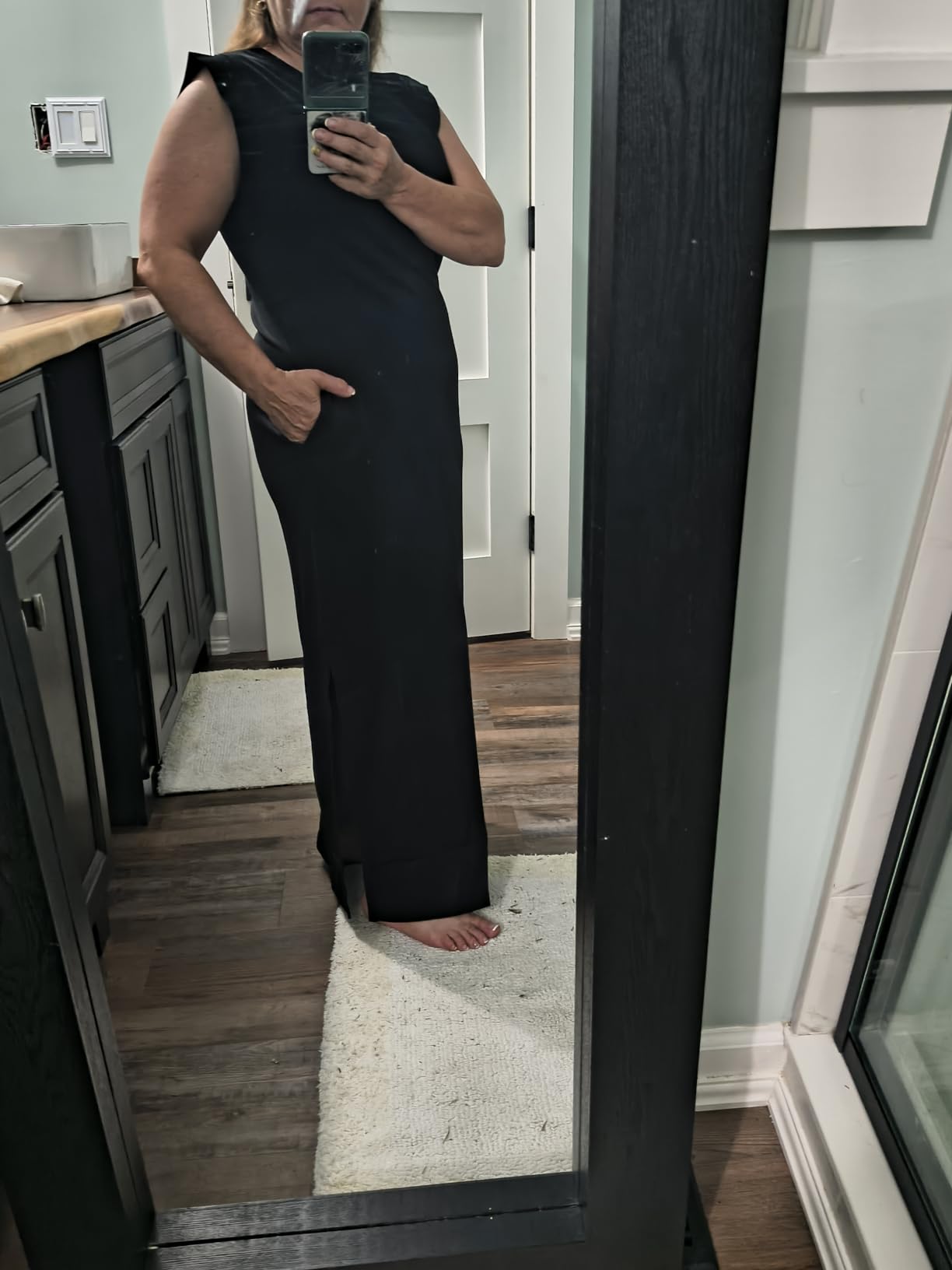 GRECERELLE 2026 Women Year-Round Casual Round Neck Loose Split Wrinkle-Free Long Maxi Vacation Dress with Pockets (XXS-4XL) customer photo 1