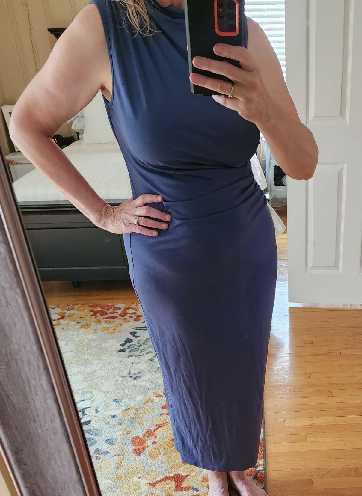 Women Ruched Bodycon Maxi Dresses Summer Casual customer photo 2