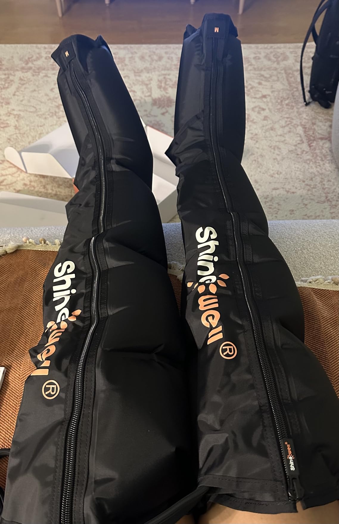 SHINE WELL Leg Recovery Compression System, Professional Foot and Leg Air Compression Boots, Sequential Device for Massage Therapy, Fast Recovery & Improved Circulation for Athletes & Gym (Medium) customer photo 2