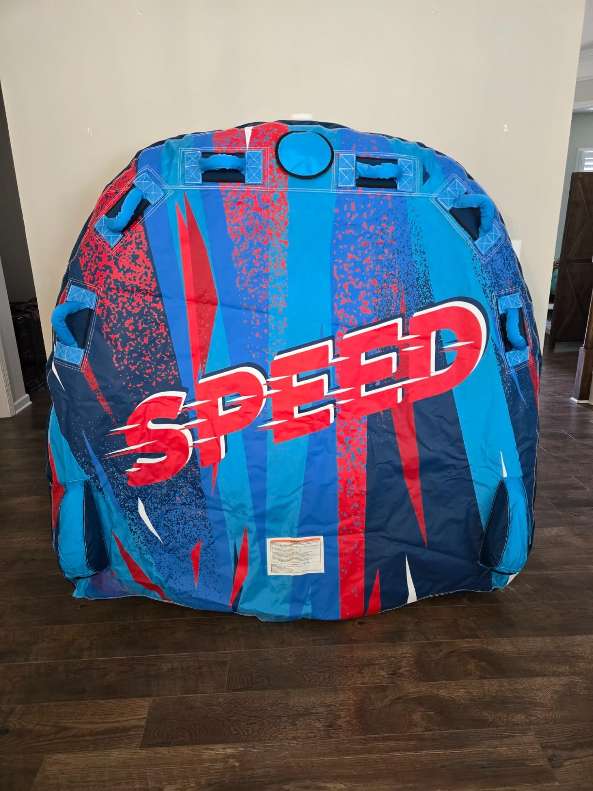 2025 Upgrade Towable Tubes for Boating 1-3 Riders Inflatable Water Sport Towable Tube for Boat Heavy Duty Nylon Cover with Zipper Bolster Fins Safety Air Valve Padded Handle customer photo 1
