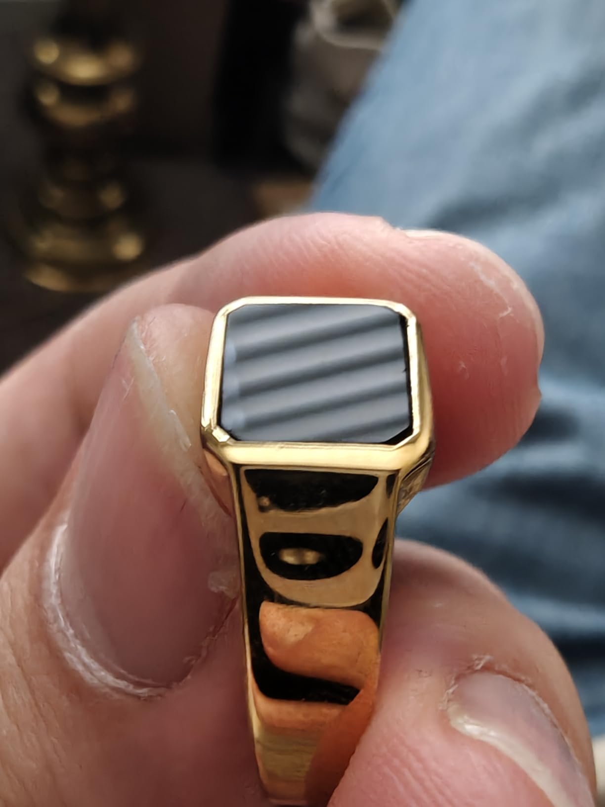 Forge & Foundry The Gentleman's Ring Men's Stainless Steel Signet Ring | Design-Led Artisan Jewelry from London | Black Onyx Gemstone, The Gentleman's Ring, Multiple Sizes | Men's Signet Ring customer photo 2