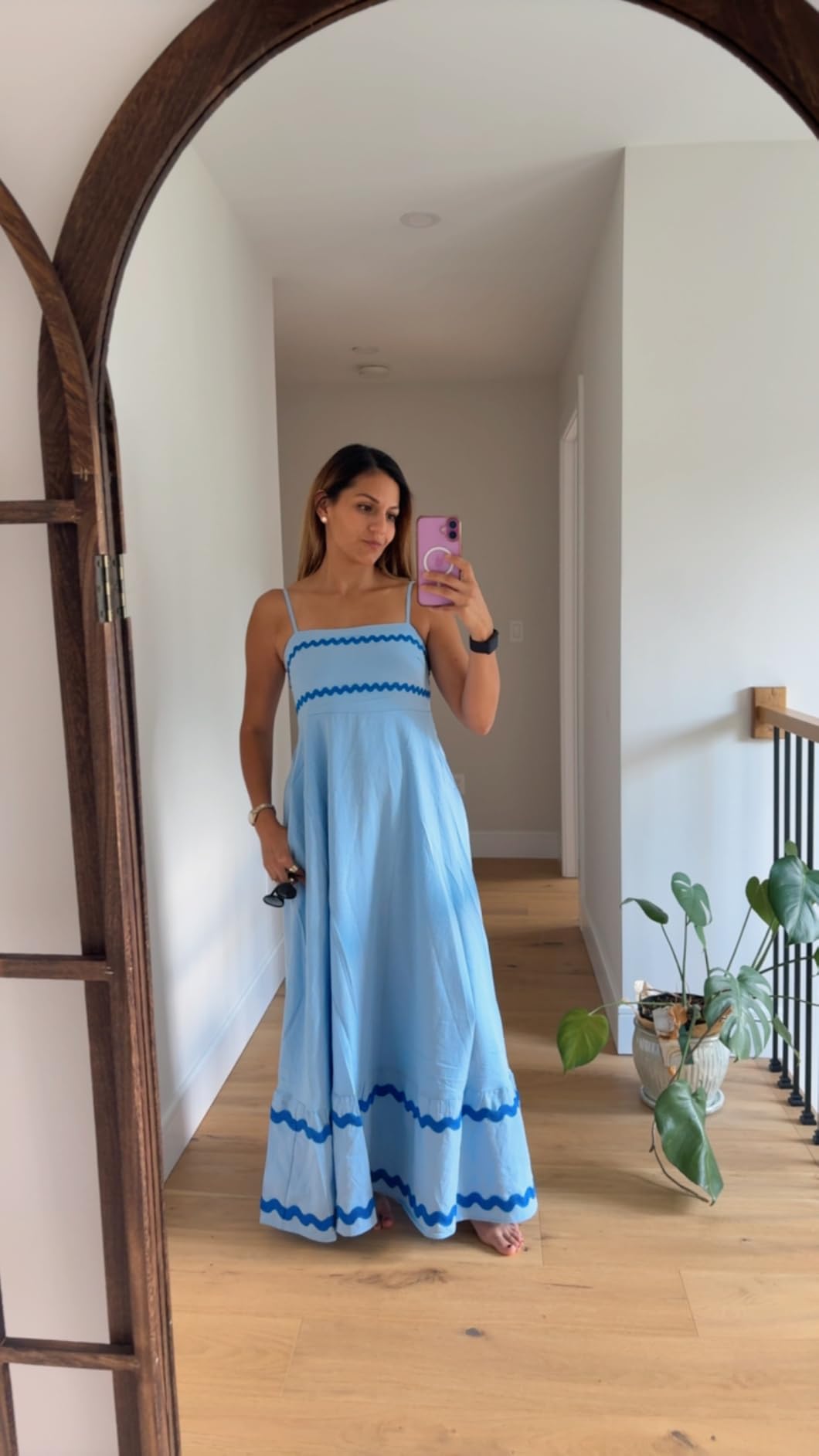 PRETTYGARDEN Women's Summer Spaghetti Strap Boho Maxi Dress | Sleeveless Flowy Sundress, Square Neck, High Waist, Ruffle Swing A Line Long Dresses Pockets, Party, Beach Vacation Clothes customer photo 2