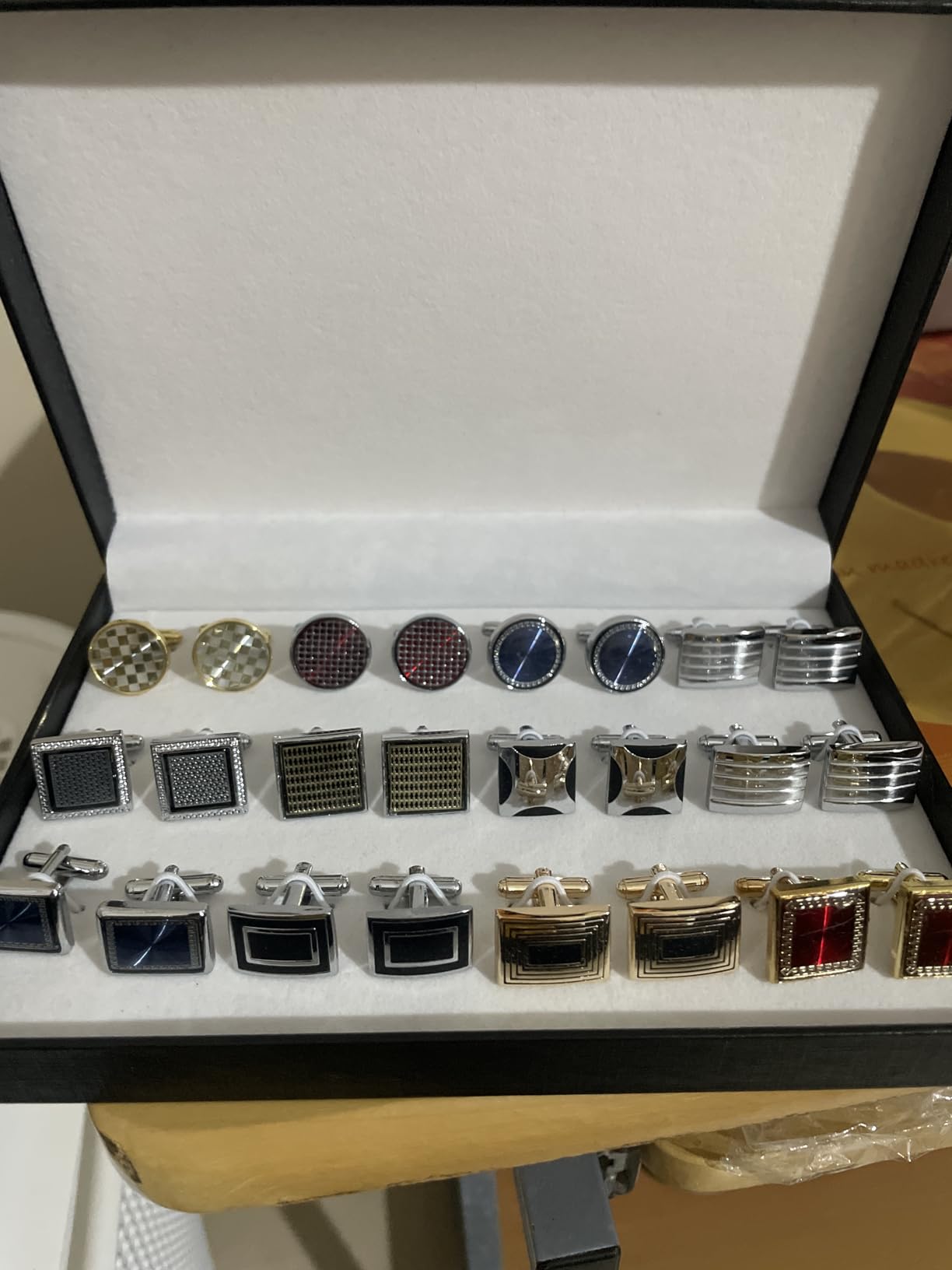 Cufflinks Set 12 Pairs Cuff Links Mens-Fashion Cufflinks for Men-Classic Silver-tone Gold-tone Cuff links for Business Wedding Party Gift Box customer photo 1