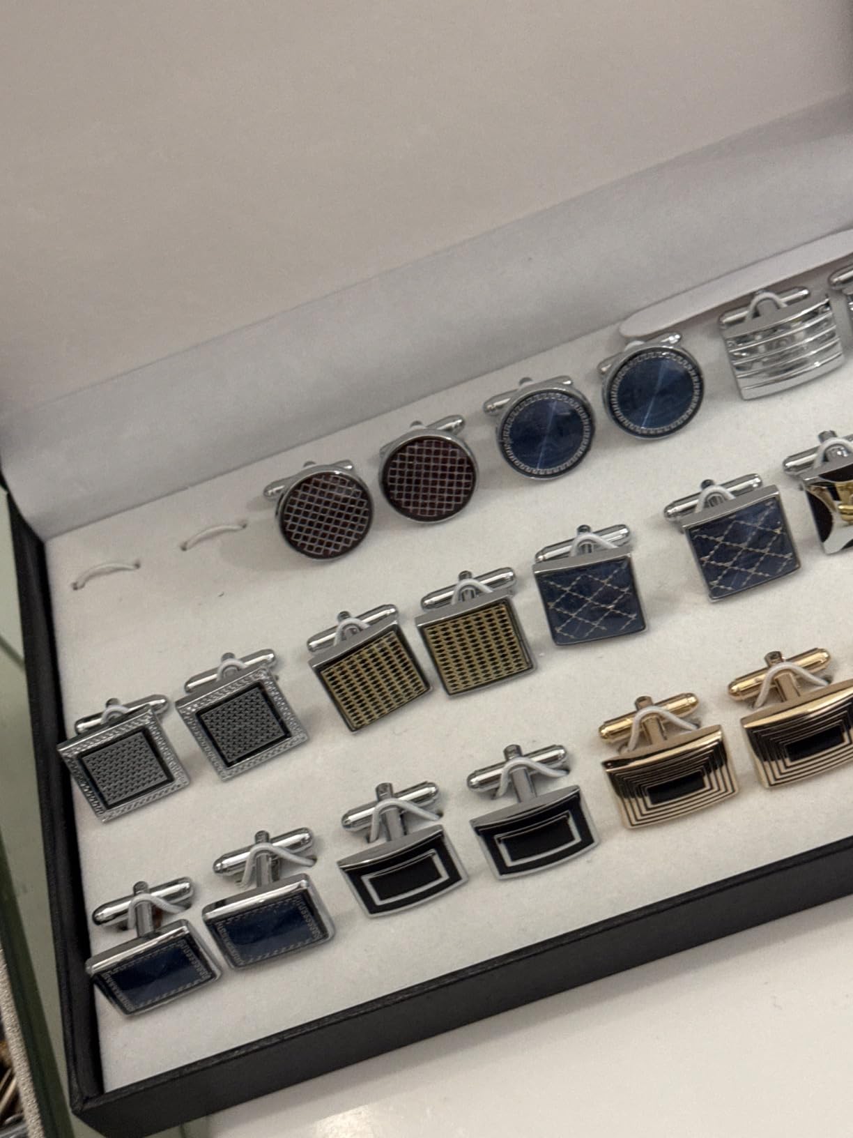 Cufflinks Set 12 Pairs Cuff Links Mens-Fashion Cufflinks for Men-Classic Silver-tone Gold-tone Cuff links for Business Wedding Party Gift Box customer photo 2