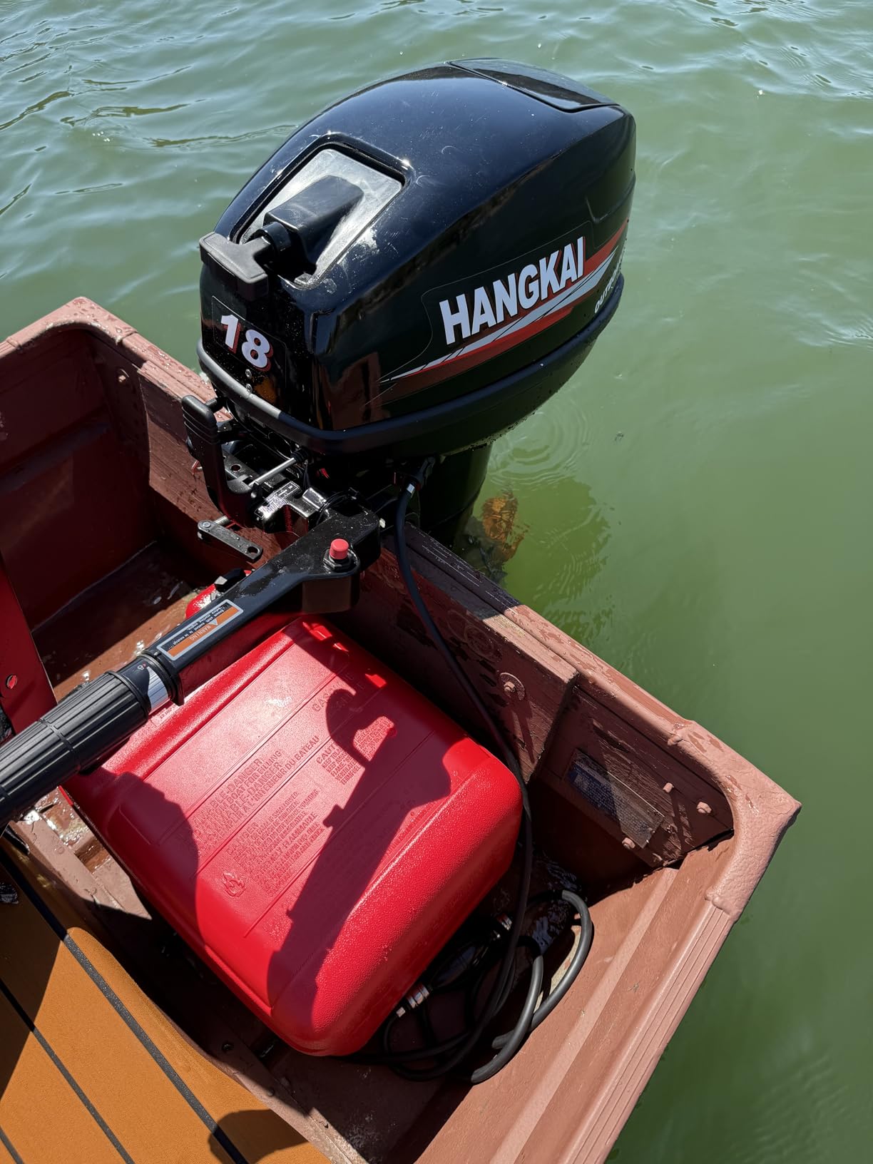 Outboard Motor, 4 Stroke 4HP Outboard Boat Motors with CDI Ignition System, 55CC Short Shaft Engine Air Cooling System for Inflatable, Kayak, Dinghy, Canoe, Jon Boat Small Boat customer photo 2