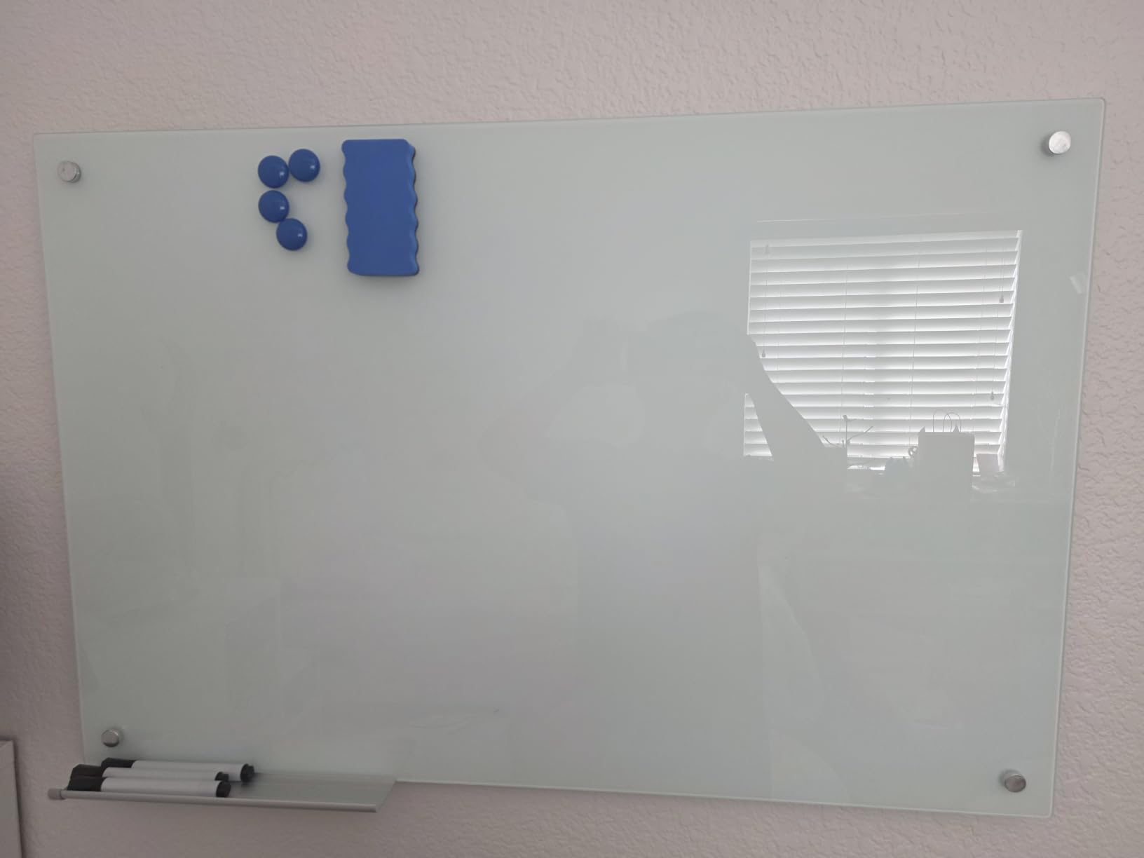 Glass Magnetic Dry-Erase Board, 48 x 36 Inches | Hanging Glass Whiteboard for Wall, Large Frameless, Magnetic White Board, For Office, Home & School customer photo 1