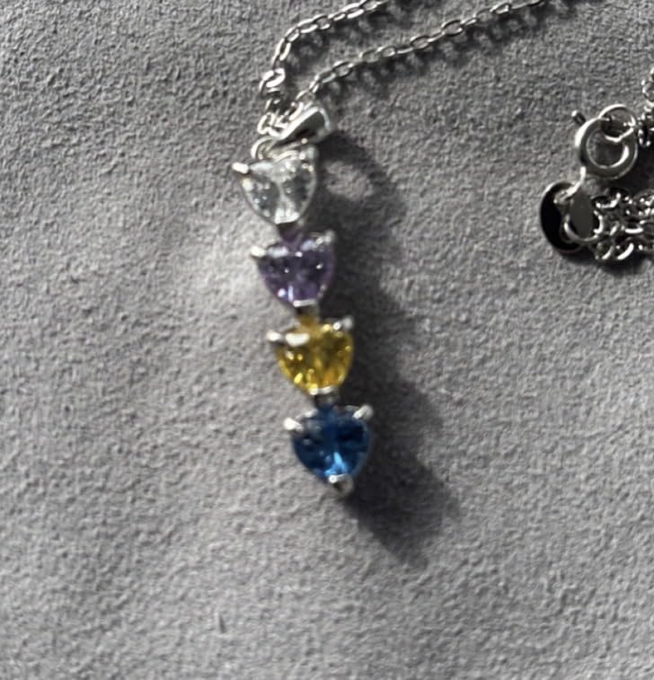 Custom Birthstone Necklace for Women in 925 Sterling Silver, Mother's Day Necklace with 1 2 3 4 Heart Birthstones, Personalized and Customized Sterling Silver Chain 18