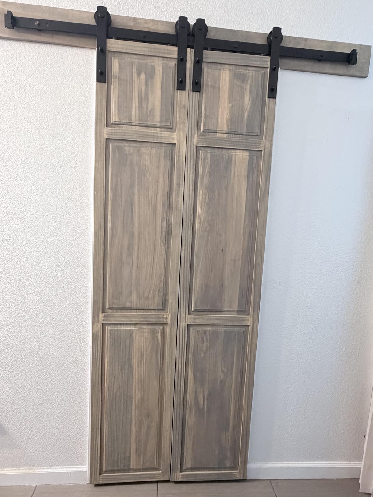 SMARTSTANDARD 8.2 FT Double Barn Door Hardware Kit, Fit 24