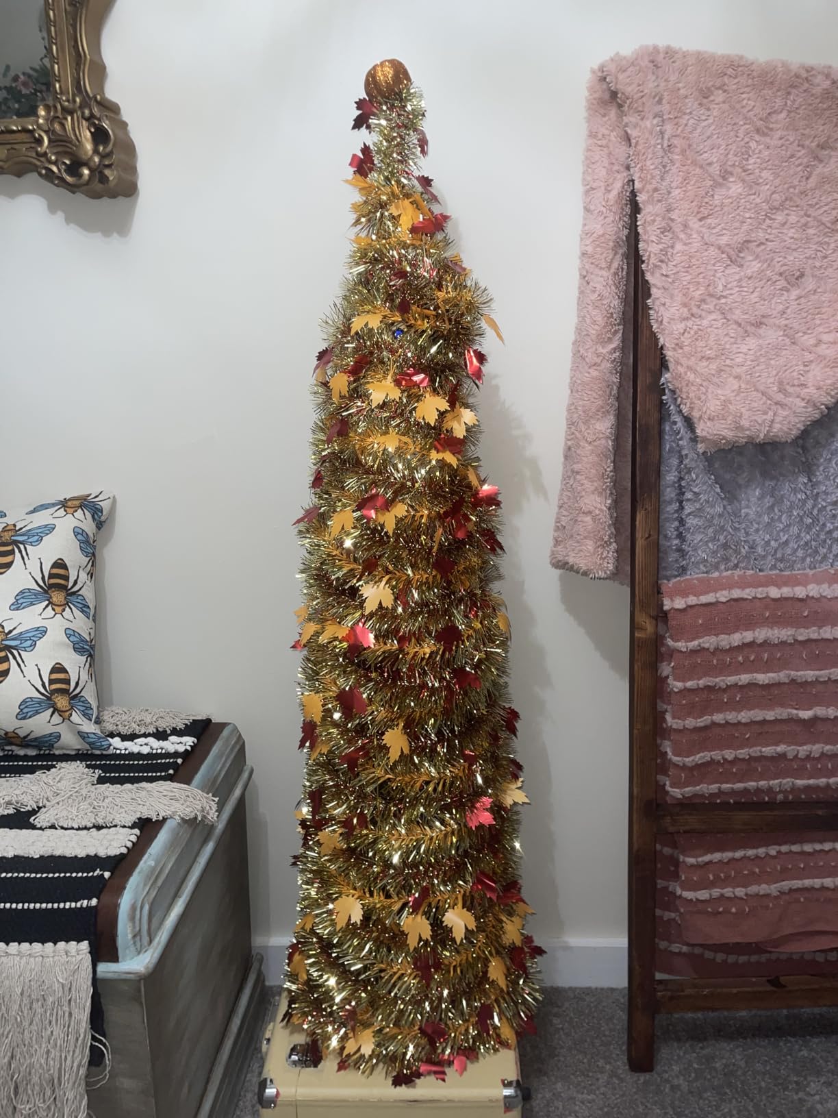 Pumpkin & Fall Decor - 5FT Pop Up Fall Tree with Lights Battery Operated | Fall Decorations for Home, Collapsible Tinsel Maples Tree 50 LED Orange Warm Lights Thanksgiving Tree Decor Porch Home Party customer photo 1